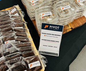 Gluten free and vegan brownies and out energy bites are excellent snack options provided by professional and collegiate culinary coach, Pivot Culinary